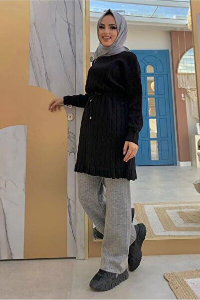 TRENDTESETTÜR Γυναικείο Μαύρο Πλεκτό Μπούκλα Μέσης 8216