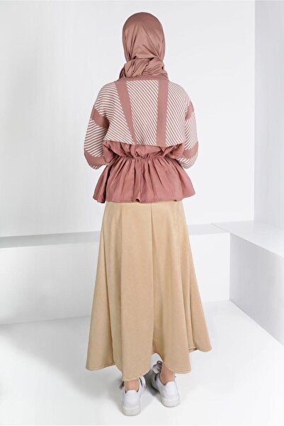 TRENDTESETTÜR Women's Beige Suede Bell Skirt 30329