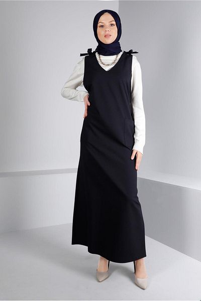 TRENDTESETTÜR Γυναικείο Navy Blue Shoulder Lace Gilet 40414