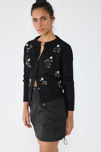 No Matter What Strickjacke mit Perlenstickerei