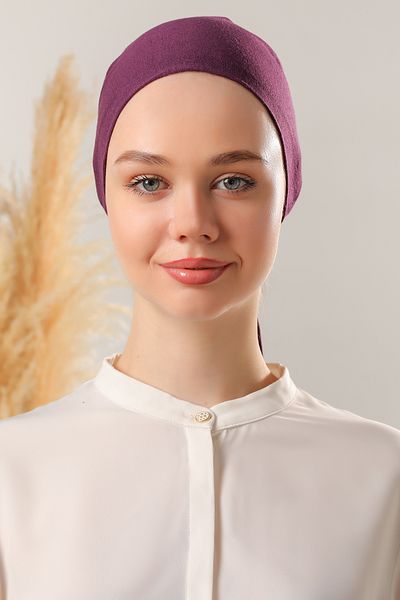Melodi Scarf Boneta din bumbac pieptănat violet cusut Hijab - Set de 3 femei cu cravată