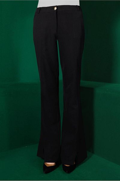 TRENDTESETTÜR Women's Black Slit Detailed Trousers 70439