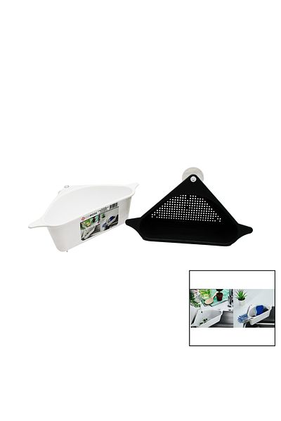 Mu Art Sink Organizer with Strainer Plastic Corner Shelf with Suction Cups (4767)