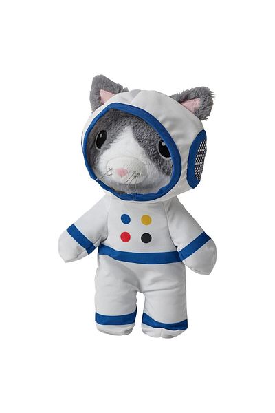 IKEA AFTONSPARV 28 Cm Cat with Removable Astronaut Clothes Soft Plush Toy Gray Space Themed
