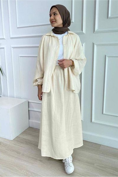 TRENDTESETTÜR ΓΥΝΑΙΚΕΙΑ ΜΠΕΖ (A.BEIGE) ΜΑΝΤΙΚΕΣ ΕΛΑΣΤΙΚΗ ΦΟΥΣΤΑ ΣΕΤ ΜΟΥΣΛΙΝΑ T 20113