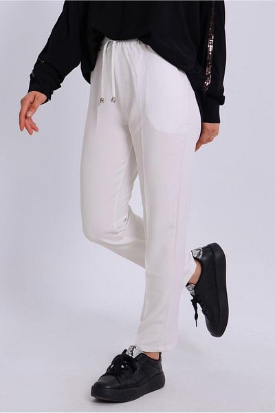 TRENDTESETTÜR Women's Ecru Elastic Waist Trousers t 80004