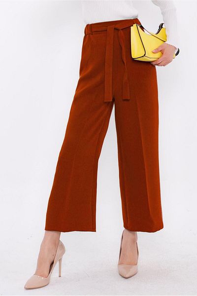 TRENDTESETTÜR Women's Red Elastic Waist Wide Leg Trousers t 80079