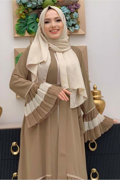 TRENDTESETTÜR Дамска норка с плисирани детайли и волани Abaya T 4547