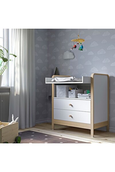 IKEA alt değiştirme masası, huş-beyaz