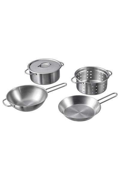 IKEA Toy Metal Cookware Set Miniature Kids Plaything Cooking Kit Play Kitchen