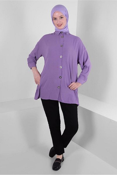 TRENDTESETTÜR Cămașă cu nasturi violet (LILA) pentru femei Tunica T 5234