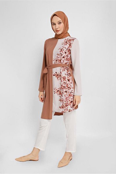 TRENDTESETTÜR Tunica cu curea cu modele florale maro (caramel) pentru femei T 40865