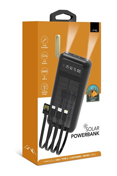 Zoli Solar Enerji Destekli 20000 Mah Powerbank Led El Fenerli Dijital Göstergeli