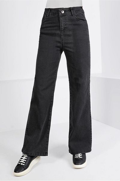 TRENDTESETTÜR Γκρι Loose Fit Γυναικείο Παντελόνι Τζιν - SMOKED T 0505