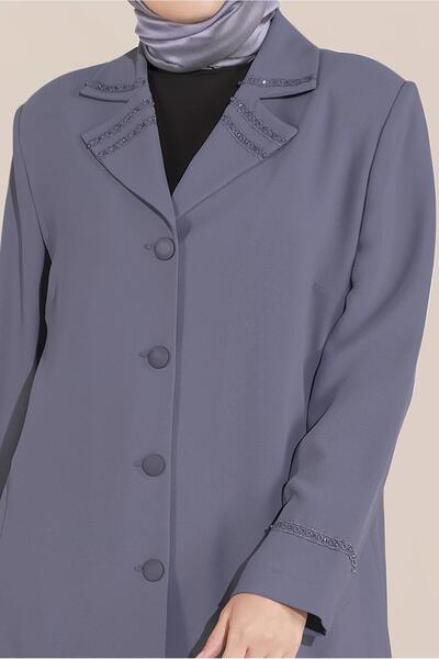 TRENDTESETTÜR Жіночий сірий (K.GRİ) тренч з обробкою на рукавах і комірі 10229