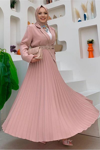 TRENDTESETTÜR Γυναικείο φόρεμα σε χρώμα πούδρας - Jacket Appearance, T 0073