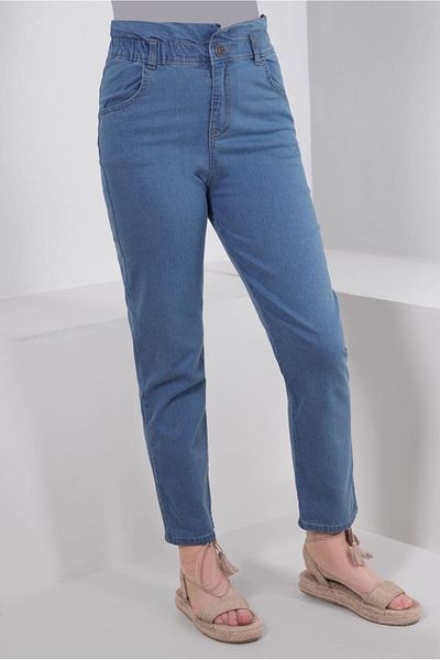 TRENDTESETTÜR Γυναικείο παντελόνι Blue Denim - Elastic Waist T 6105