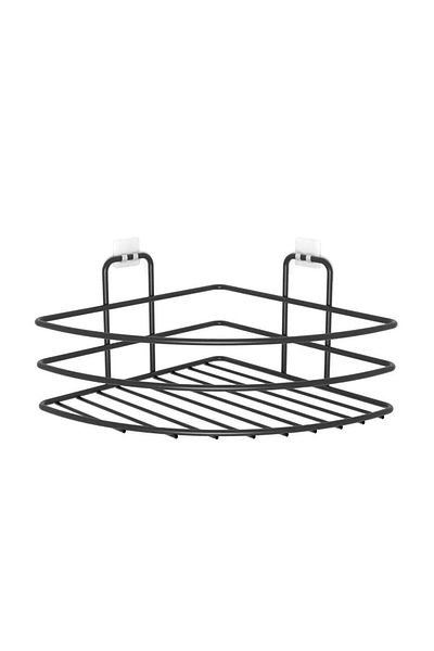 Mu Art Self-Adhesive Installation-Free Single-Layer Bathroom Hanger Corner Shampoo Holder Black (4767)