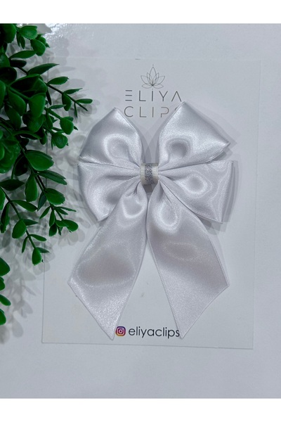 Eliya Clips White Shiny Satin Ribbon Bow New Year's Day 23 April 29 October 1...