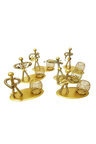 RubyBoutiques Decorative Yellow Metal Man Musician Pen Holder - Blc7811-7493