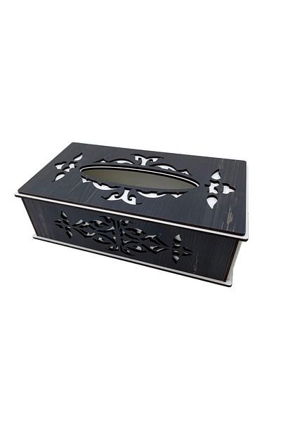 şamaksesuar Wooden Decorative Napkin Box Black & White