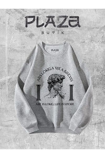 Plaza Butik Hanorac unisex cu decolteu în formă de A este lung supradimensionat