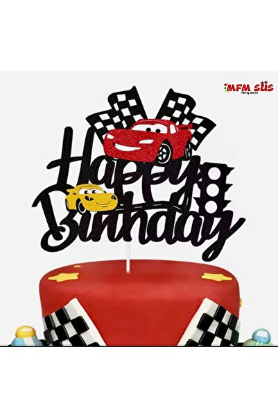 MFM Cars araba temalı happy birthday pasta üstü eva yazı