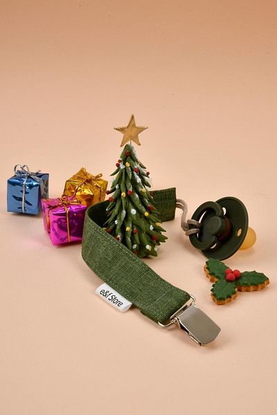 e&f Store Certified Cotton Pacifier Strap - Linen Green - Baby Pacifier Chain