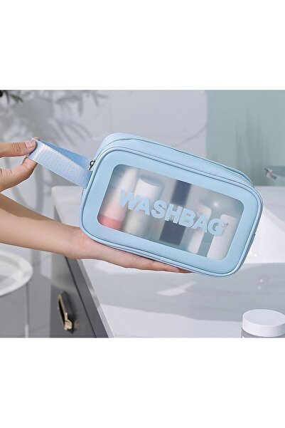 Boldy 3'lü Kişisel Bakım Çantası - Şeffaf Su Geçirmez Makyaj Çantası - Waterproof Kozmetik Çantası (S-M-L)