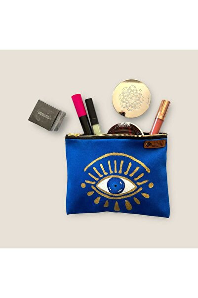 En Güzel Hediye Sensin Nazar Boncuklu Makyaj Çantası,El Boyalı Makyaj Çantası...