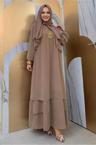 TRENDTESETTÜR Φόρεμα Mink Chiffon Layer - Elastic Cuff, T 0603