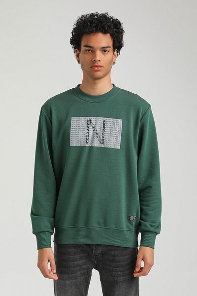 NEW WORLD POLO Crew Neck Green Slim Fit Sweatshirt 23FWM60152