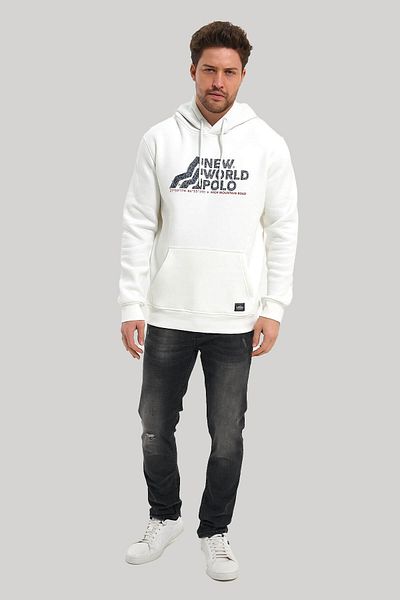 NEW WORLD POLO Hooded Ecru Slim Fit Hoodie 23FWM64051