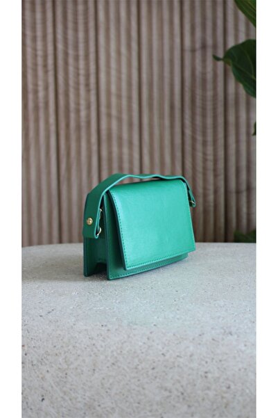 WATCHOFROYAL Πράσινη δερμάτινη τσάντα - Με λουράκι χιαστί και λεπτομέρεια με ...