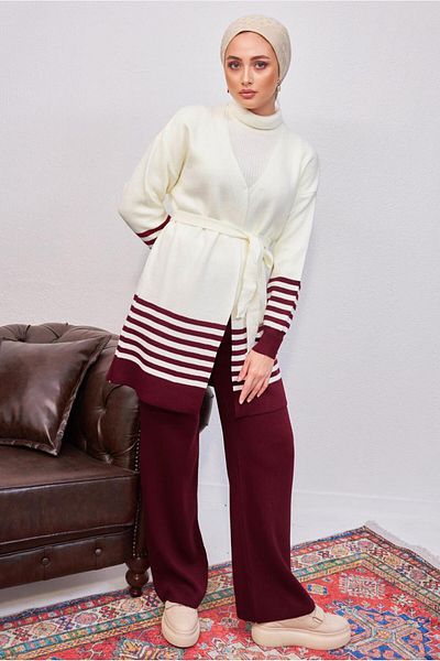 TRENDTESETTÜR PANTALONI CU DUNȚI ROȘI Claret pentru femei T 3708