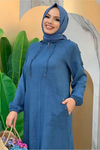 TRENDTESETTÜR Γυναικείο καπάκι Navy Blue Indigo - Λεπτομέρεια με κουμπί και τσέπη T 4087