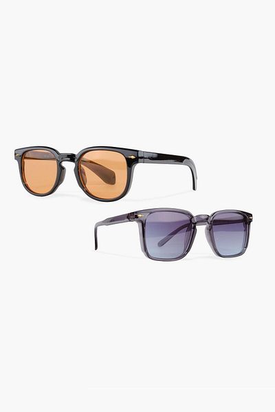 WATCHOFROYAL VintaGe Grey-oranGe Set of Two UV-400 Glass SunGlasses - SunGlasses for Women and Men
