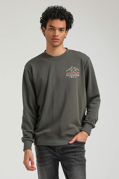 NEW WORLD POLO Crew Neck Khaki Slim Fit Sweatshirt 23FWM60148