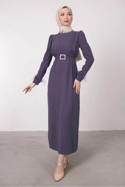 TRENDTESETTÜR Γυναικείο Μωβ (LILA) Φόρεμα με λεπτομέρεια με φτερό T 80047