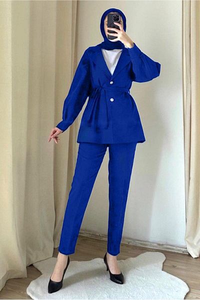 TRENDTESETTÜR Γυναικείο Navy Blue (INDIGO) Σετ παντελόνι με ζώνη T 4895
