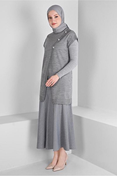TRENDTESETTÜR WOMEN'S GRAY (GREY MELANGE) KNITSUETER T 43124