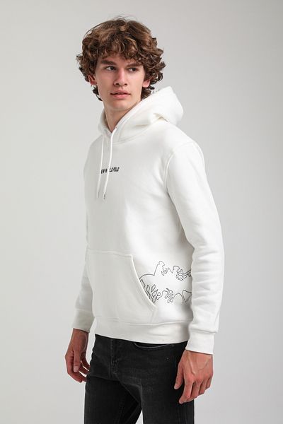 NEW WORLD POLO Hooded Ecru Slim Fit Hoodie 23Fwm64044