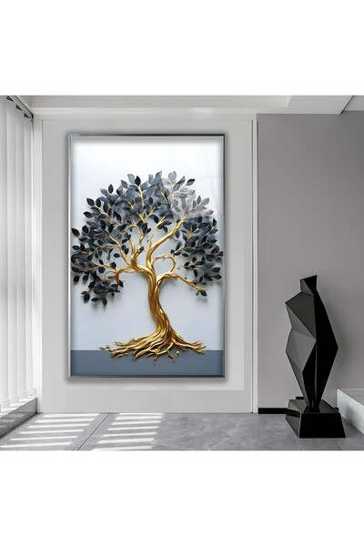 EMYA HOME Tablou din sticlă cu cadru metalic auriu