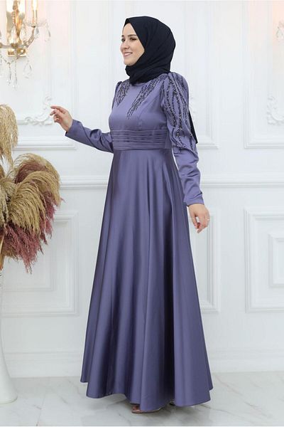 TRENDTESETTÜR ROCHIE DE SEARĂ DETALIE PIATRĂ ALBASTRU ÎNCHIS (INDIGO) PENTRU FEMEI T 1653