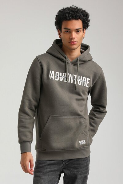 NEW WORLD POLO Hooded Khaki Slim Fit Hoodie 23FWM64047