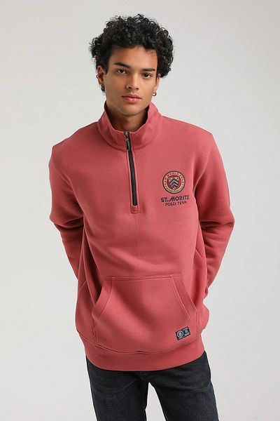 NEW WORLD POLO Chestnut Slim Fit Half-zip Sweatshirt 23fwm64064