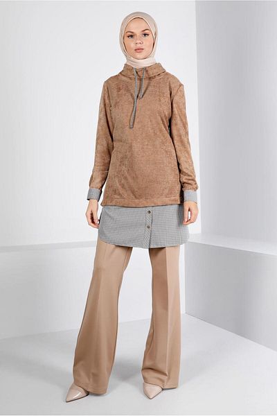 TRENDTESETTÜR TUNICĂ DE CATIFEA MARO (CAMEL) PENTRU FEMEI T 43438