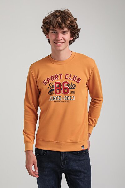 NEW WORLD POLO Crew Neck Mustard Slim Fit Sweatshirt 23Fwm60159