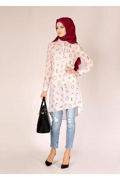 TRENDTESETTÜR WOMEN'S POWDER (A.POWDER) PATTERNED TUNIC T 4624