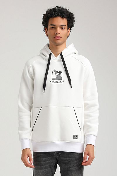 NEW WORLD POLO Hooded Ecru Slim Fit Hoodie 23FWM64042